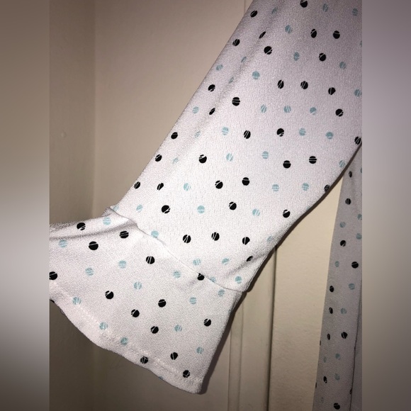 White Polka Dots Long Sleeve Elle Women’s Blouse - Picture 3 of 3